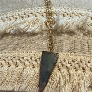 Gold and Gray Pendant Necklace 27” Chain